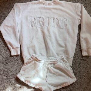 White Bride Sweatshirt and Shorts Set